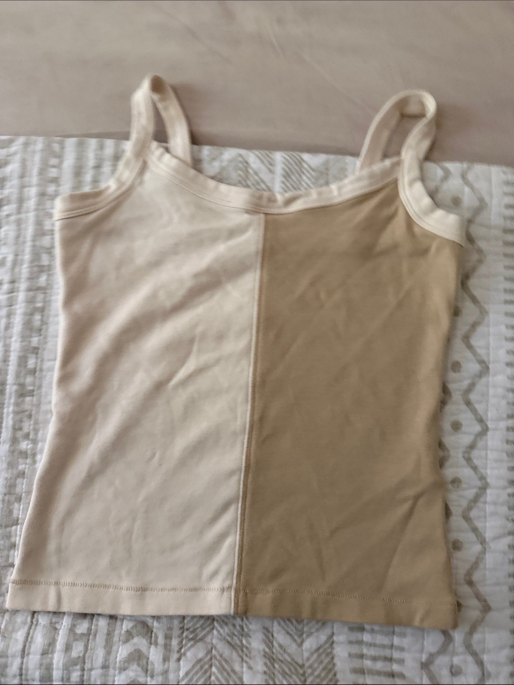 Madewell Women’s Two-Tone Beige Camisole Tank Top